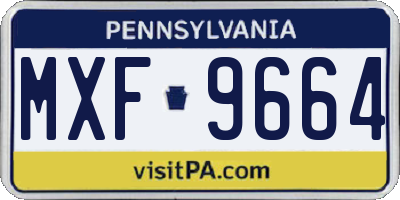 PA license plate MXF9664