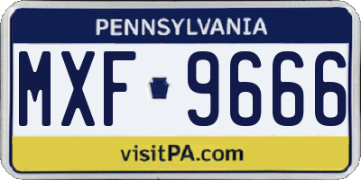 PA license plate MXF9666