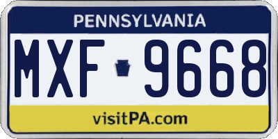 PA license plate MXF9668