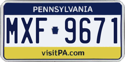 PA license plate MXF9671