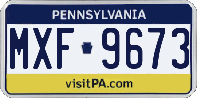 PA license plate MXF9673