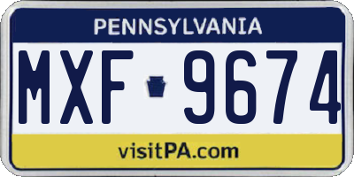 PA license plate MXF9674