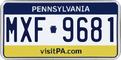 PA license plate MXF9681