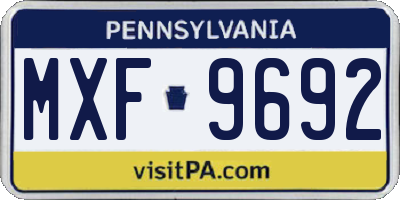 PA license plate MXF9692