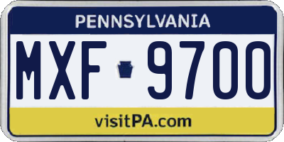 PA license plate MXF9700