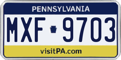 PA license plate MXF9703