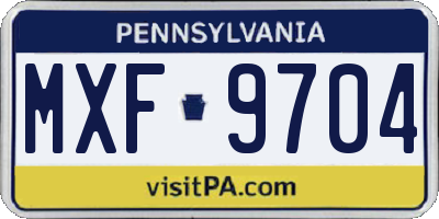 PA license plate MXF9704