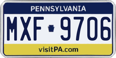 PA license plate MXF9706