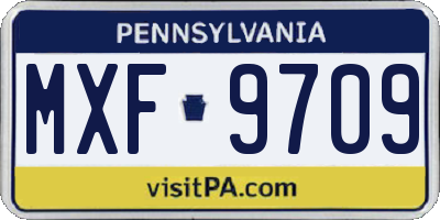 PA license plate MXF9709