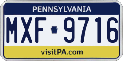 PA license plate MXF9716