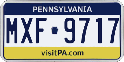 PA license plate MXF9717