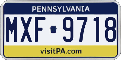 PA license plate MXF9718