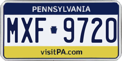 PA license plate MXF9720