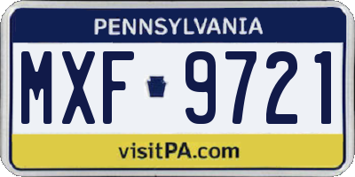 PA license plate MXF9721