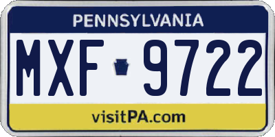 PA license plate MXF9722