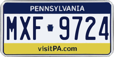 PA license plate MXF9724