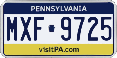 PA license plate MXF9725