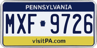 PA license plate MXF9726