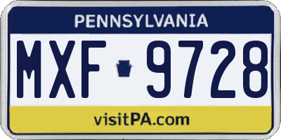 PA license plate MXF9728