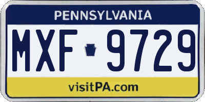 PA license plate MXF9729