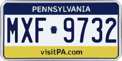 PA license plate MXF9732