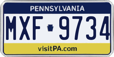 PA license plate MXF9734