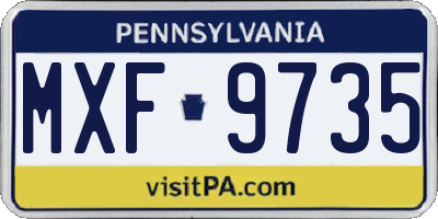 PA license plate MXF9735