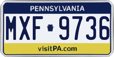 PA license plate MXF9736