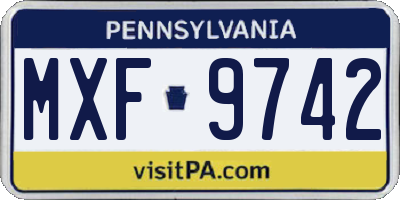 PA license plate MXF9742