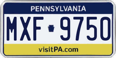 PA license plate MXF9750