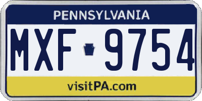 PA license plate MXF9754