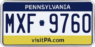 PA license plate MXF9760