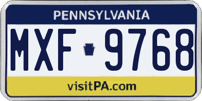 PA license plate MXF9768
