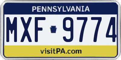 PA license plate MXF9774