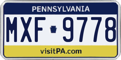 PA license plate MXF9778