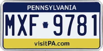 PA license plate MXF9781