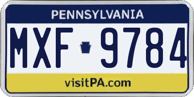 PA license plate MXF9784
