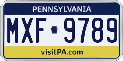 PA license plate MXF9789