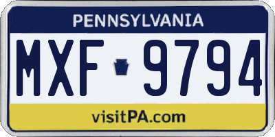 PA license plate MXF9794