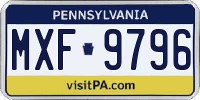 PA license plate MXF9796