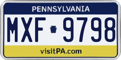 PA license plate MXF9798