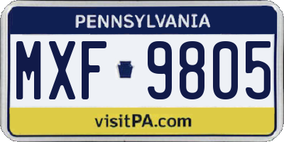 PA license plate MXF9805