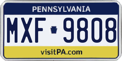 PA license plate MXF9808