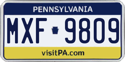 PA license plate MXF9809
