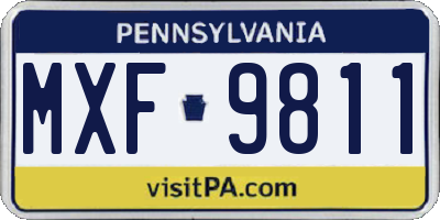 PA license plate MXF9811