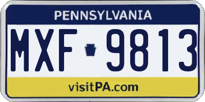 PA license plate MXF9813