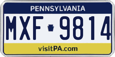 PA license plate MXF9814