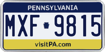 PA license plate MXF9815