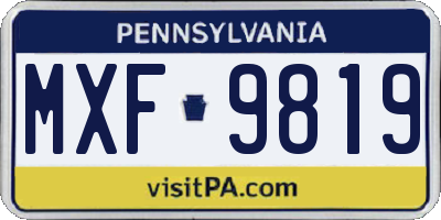 PA license plate MXF9819