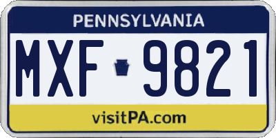 PA license plate MXF9821
